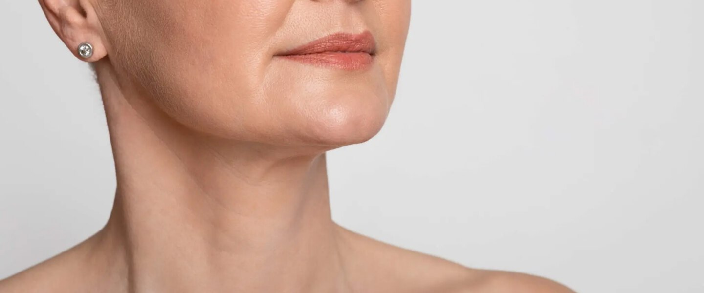 mouth and cheek areas of a woman's face
