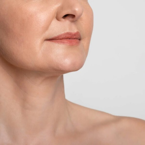 mouth and cheek areas of a woman's face