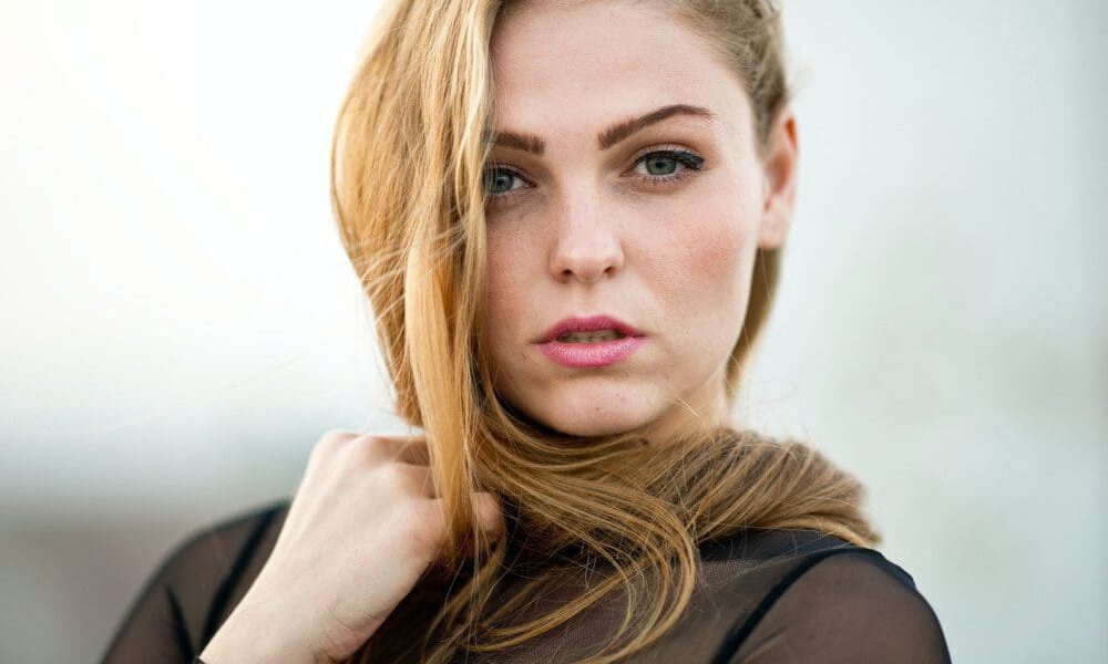 Woman in black blouse