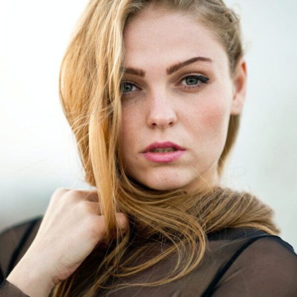 Woman in black blouse