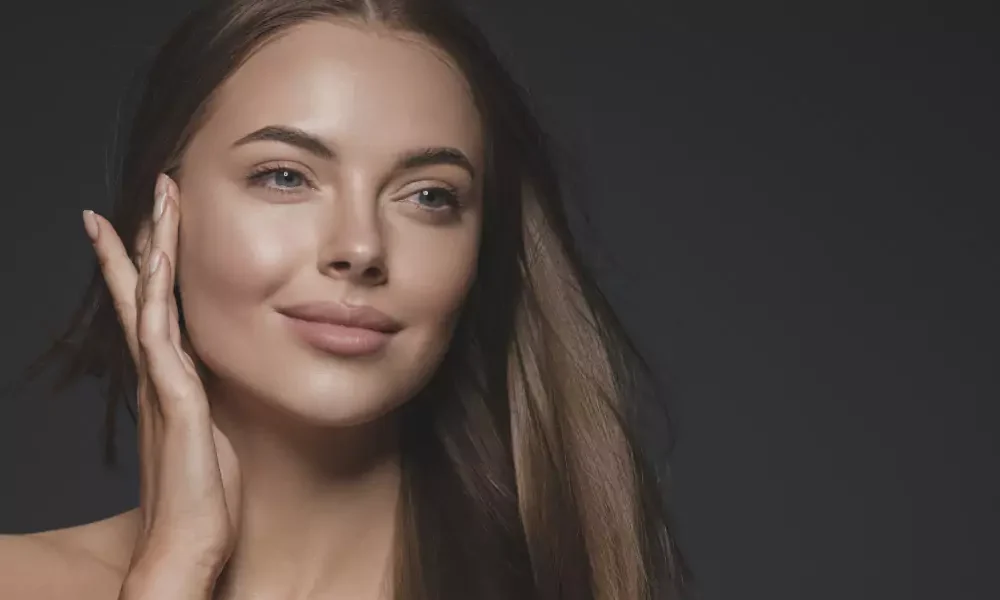 woman on gray background